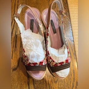 Louis Vuitton Floral Slingback Heels - Pink and Brown